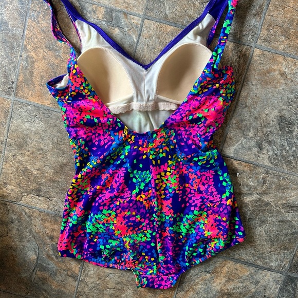 Vintage 80’s neon swimsuit ,one piece rushing on front - Picture 2 of 5